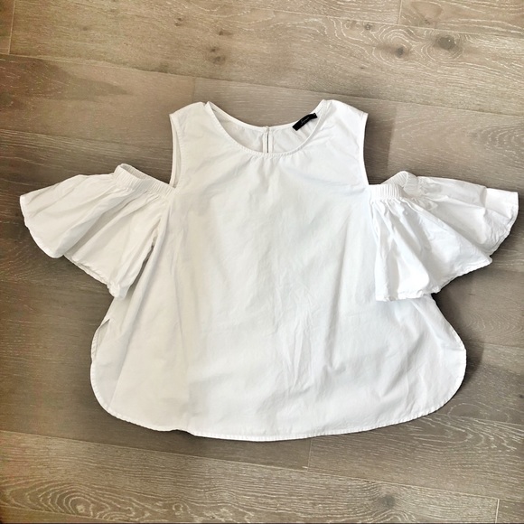 Soprano Cotton Poplin Cutout Blouse White Small - Picture 2 of 7